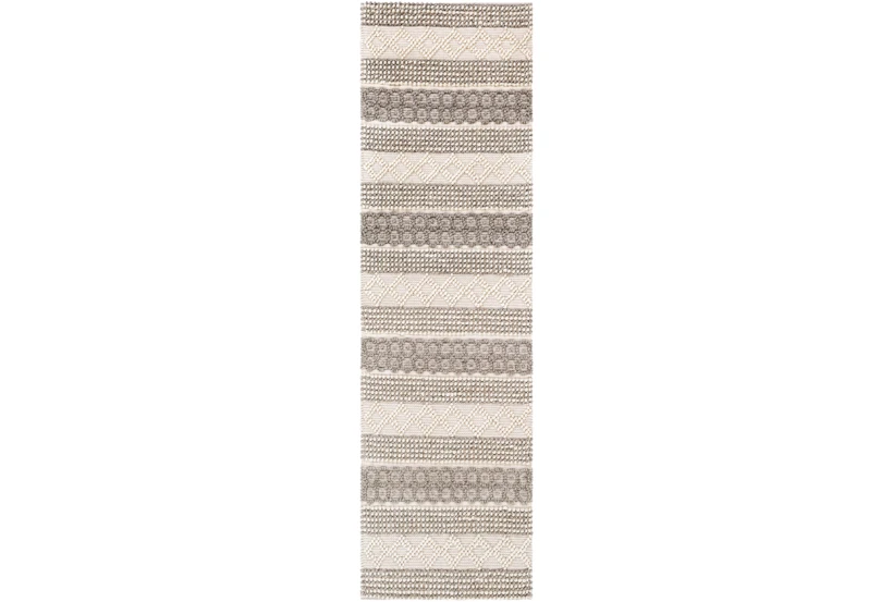 2'5"x8' Rug-Textural Stripe Grey/Ivory - 360