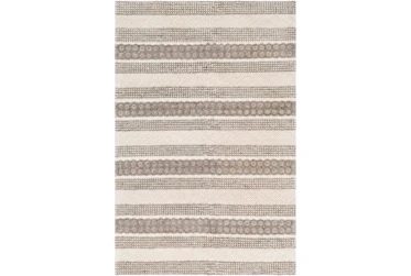 3'x5' Rug-Textural Stripe Grey/Ivory
