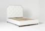 Sophia White II California King Upholstered Panel Bed With Storage - Slats