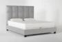Boswell California King Grey Upholstered Panel Bed - Side