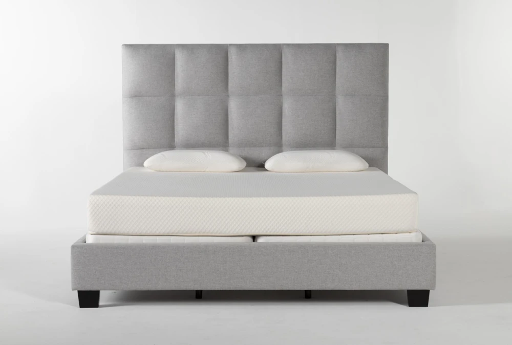 Boswell California King Grey Upholstered Panel Bed
