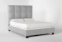 Boswell Queen Grey Upholstered Panel Bed - Side