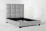 Boswell Queen Grey Upholstered Panel Bed - Side