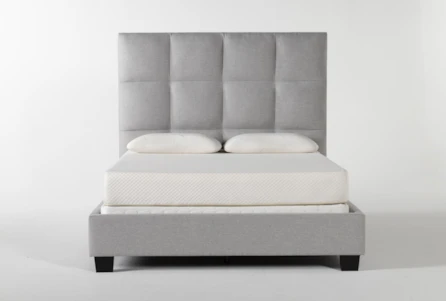 Boswell Queen Grey Upholstered Panel Bed - Main
