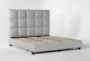 Boswell California King Grey Upholstered Panel Bed With Storage - Slats