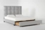 Boswell California King Grey Upholstered Panel Bed With Storage - Storage