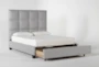 Boswell Queen Grey Upholstered Panel Bed With Storage - Side