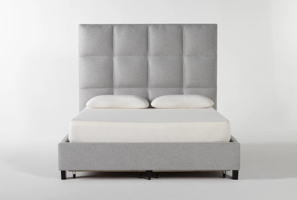 Boswell Queen Grey Upholstered Panel Bed With Storage