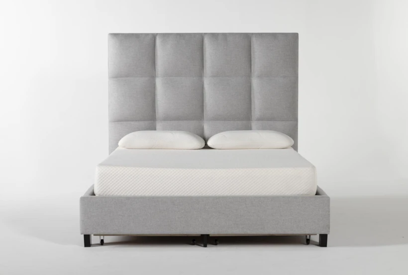 Boswell Queen Grey Upholstered Panel Bed With Storage - 360