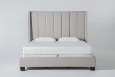 Topanga Grey California King Velvet Upholstered Panel Bed