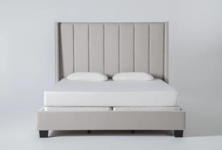 Topanga Grey California King Velvet Upholstered Panel Bed - Main