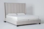 Topanga Grey King Velvet Upholstered Panel Bed - Side