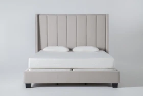 Topanga Grey King Velvet Upholstered Panel Bed