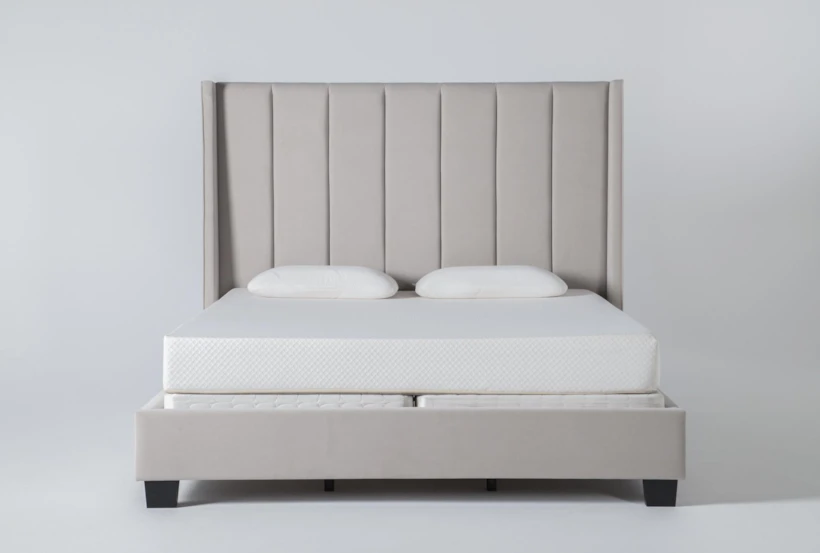 Topanga Grey Eastern King Velvet Upholstered Panel Bed - 360