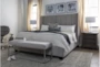 Topanga Grey 3 Piece Queen Velvet Upholstered Bedroom Set With Pierce Natural Chest Of Drawers + 1-Drawer Nightstand - Room