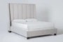Topanga Grey 4 Piece Queen Velvet Upholstered Bedroom Set With Pierce Natural Dresser, Mirror + 1-Drawer Nightstand - Side