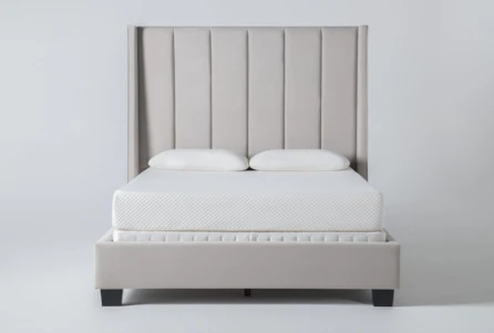 Topanga Grey Queen Velvet Upholstered Panel Bed