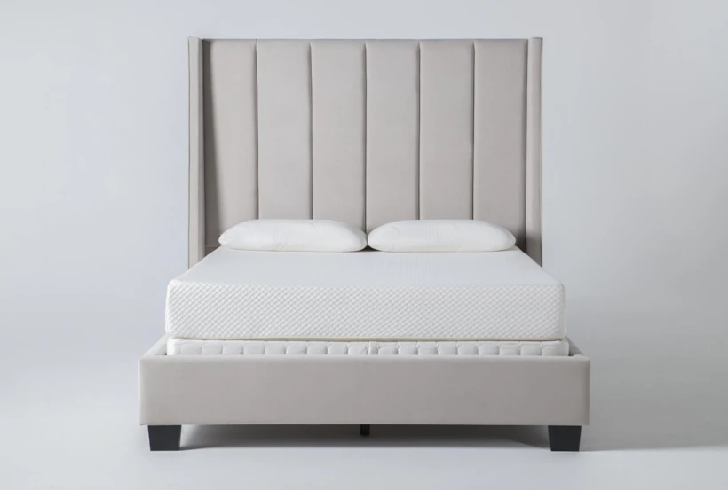 Topanga Grey Queen Velvet Upholstered Panel Bed - 360