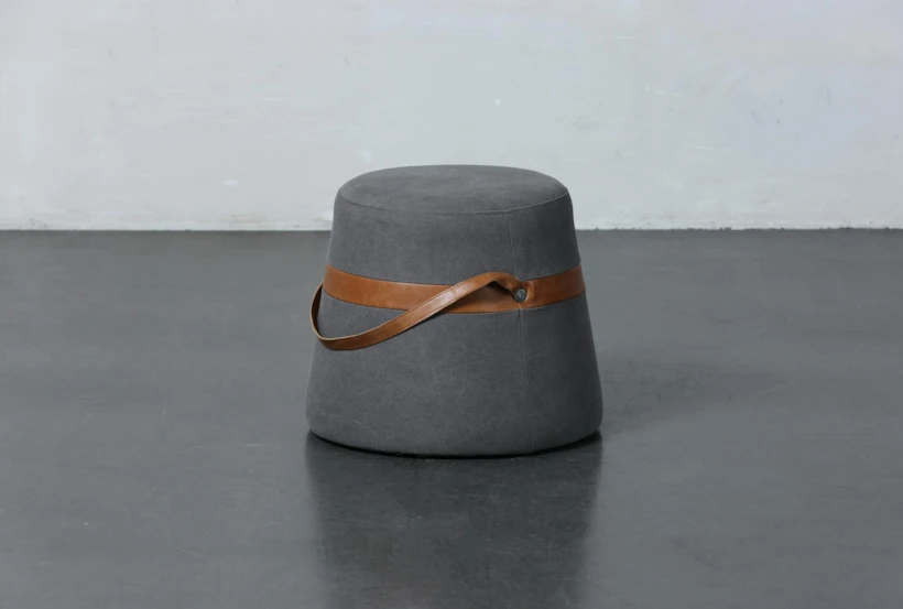Grey Stool With Leather Handles  - 360