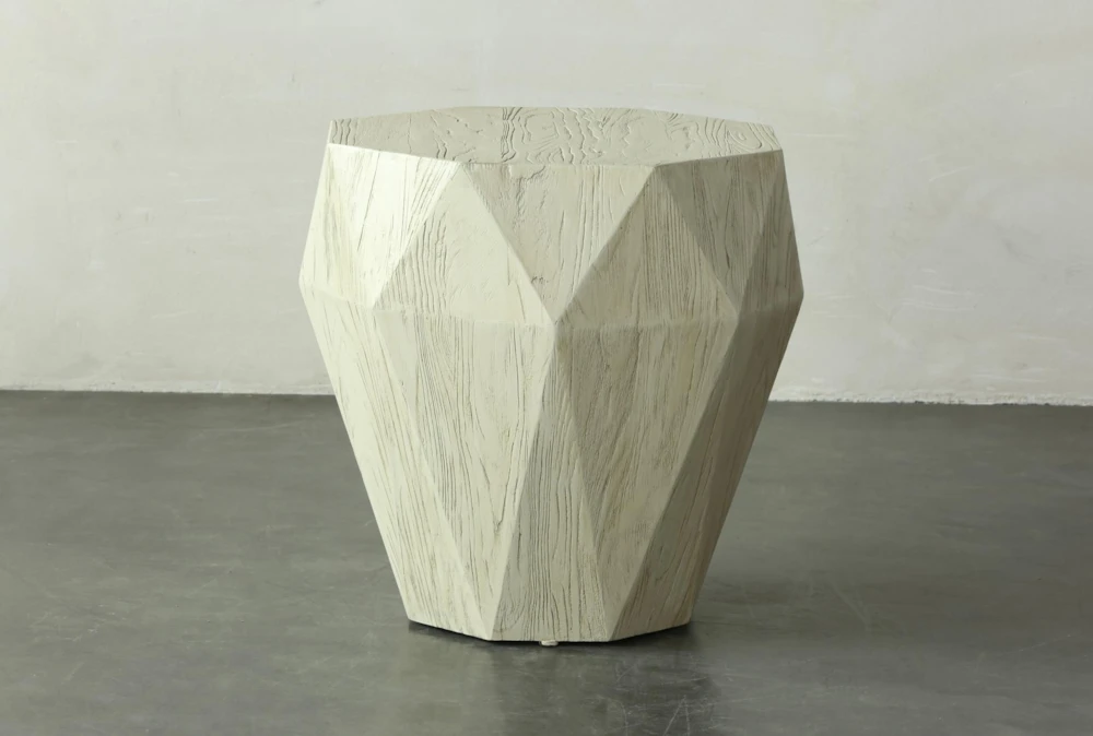 Faceted Antique White Elm Accent Table
