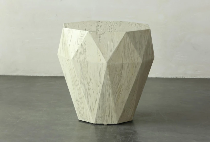 Faceted Antique White Elm Accent Table - 360
