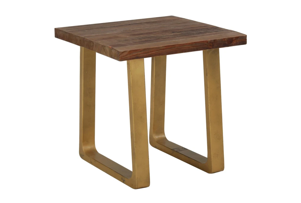 Reclaimed Pine + Antique Gold Accent Table