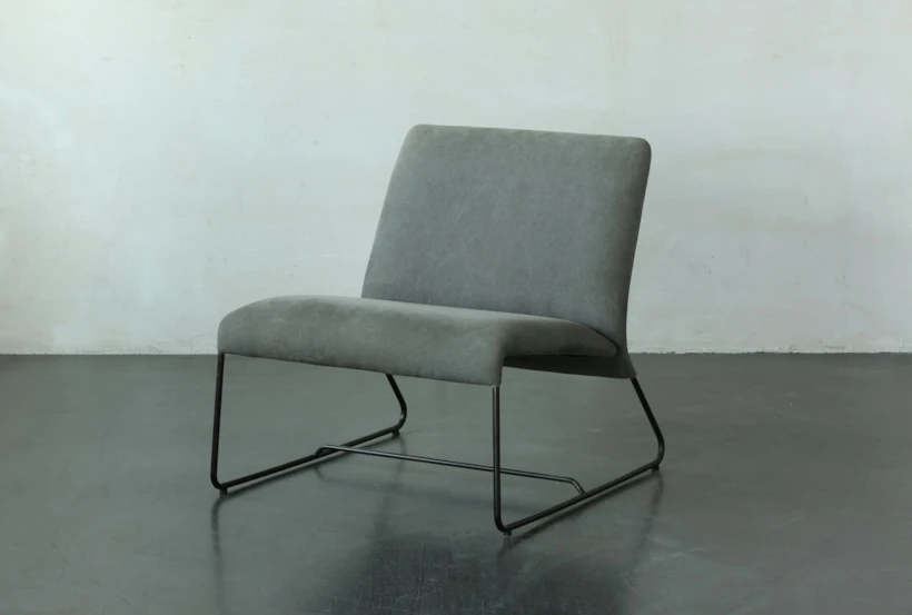 Light Grey Velvet Armless Chair - 360
