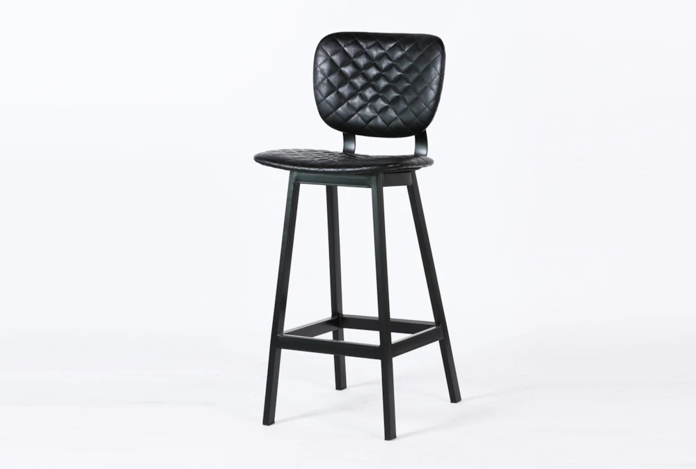 Black Quilted 45" Bar Stool