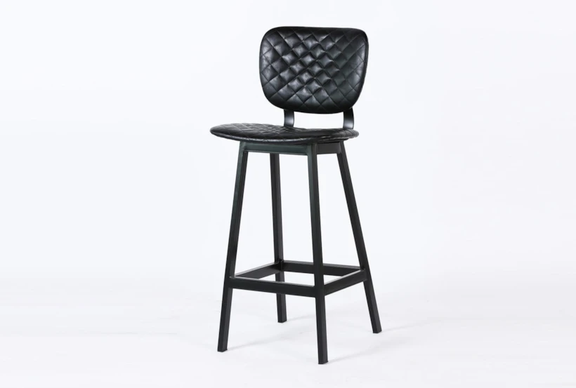 Black Quilted 45" Bar Stool - 360