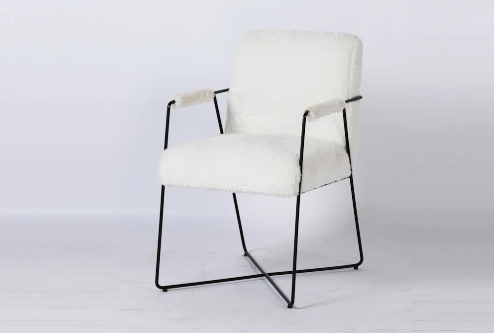 White Faux Fur Metal Arm Chair