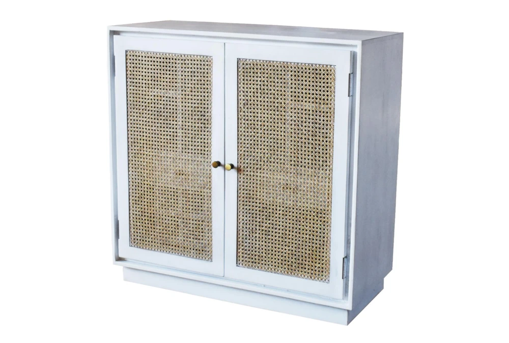 White Wash Wine Cabinet With Cane Doors 