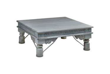 White Wash Square Wood Coffee Table