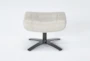 Raiden Mushroom Grey Leather Reclining Swivel Chair & Ottoman - Front