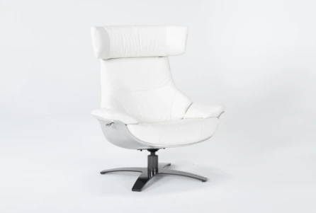 Raiden White Leather Reclining Swivel Chair - Main