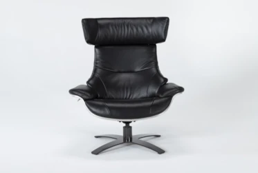 Raiden Black Leather Reclining Swivel Chair