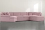 Elm II 3 Foam Piece 163" Pink Sectional With Right Arm Facing Armless Chaise - Side
