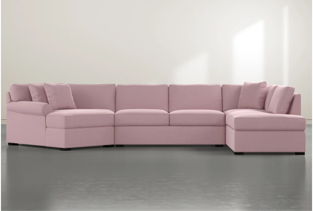 Elm II 3 Foam Piece 163" Pink Sectional With Right Arm Facing Armless Chaise