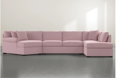 Elm II 3 Foam Piece 163" Pink Sectional With Right Arm Facing Armless Chaise