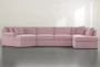Elm II 3 Foam Piece 163" Pink Sectional With Right Arm Facing Armless Chaise - Signature