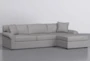 Elm II Foam 93" Grey Sofa With Reversible Chaise & Storage Ottoman - Side