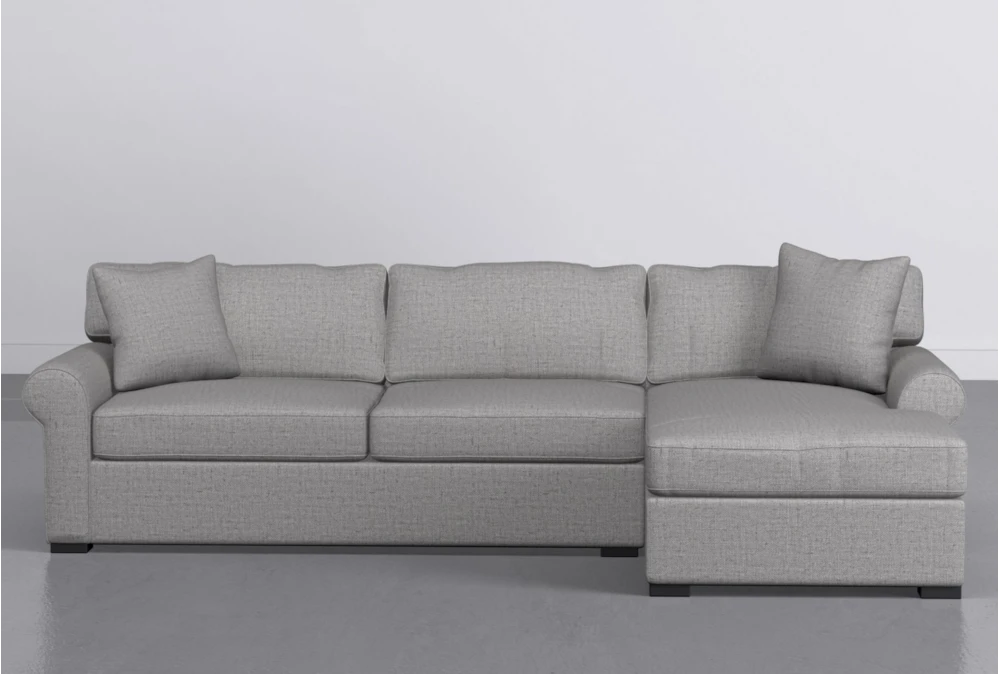 Elm II Foam 93" Grey Sofa With Reversible Chaise & Storage Ottoman