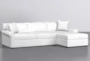 Elm II Foam 93" White Sofa With Reversible Chaise & Storage Ottoman - Side