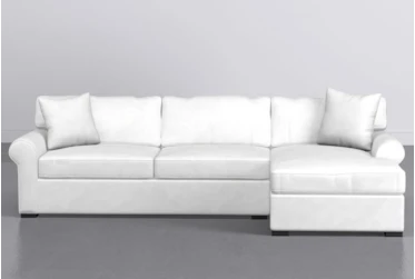 Elm II Foam 93" White Sofa With Reversible Chaise & Storage Ottoman