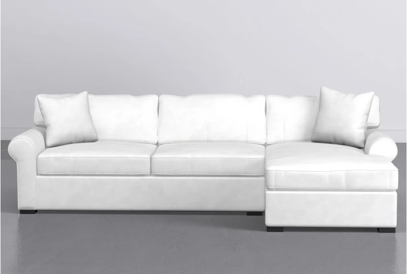Elm II Foam 93" White Sofa With Reversible Chaise & Storage Ottoman - 360