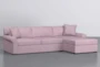Elm II Foam 93" Pink Sofa With Reversible Chaise & Storage Ottoman - Side