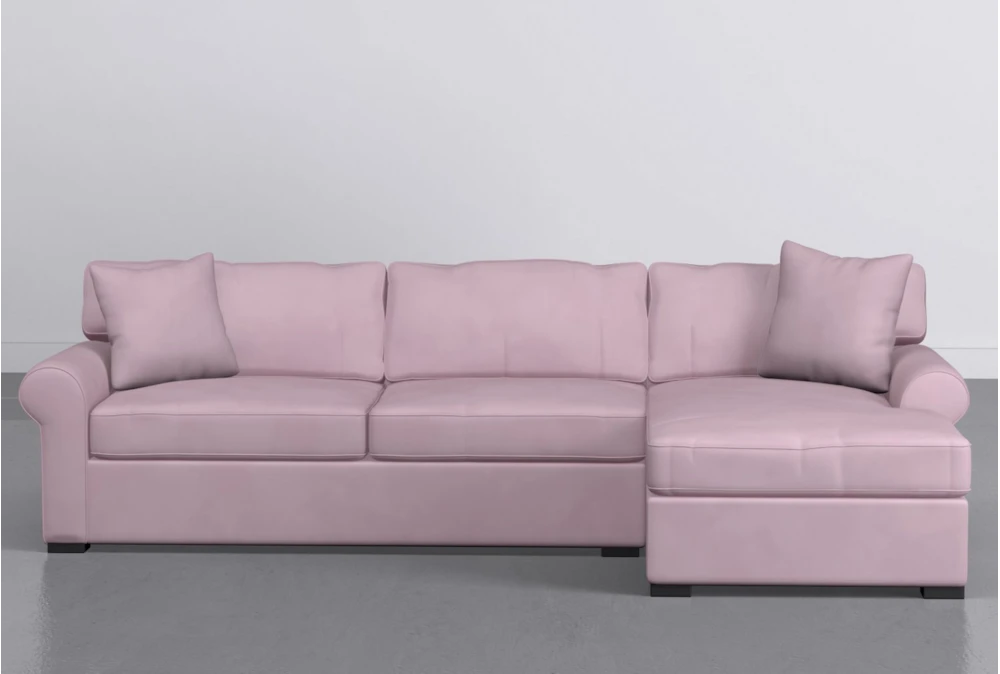 Elm II Foam 93" Pink Sofa With Reversible Chaise & Storage Ottoman
