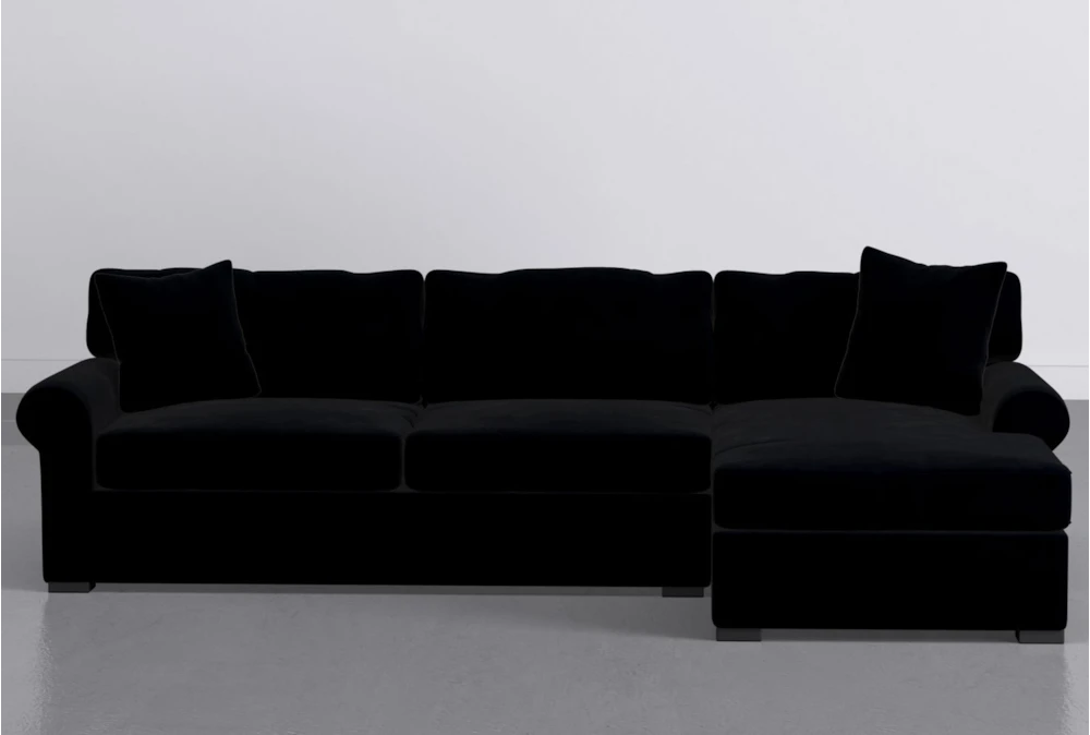 Elm II Foam 93" Blue Sofa With Reversible Chaise & Storage Ottoman