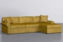 Elm II Foam 93" Yellow Sofa With Reversible Chaise & Storage Ottoman - Side