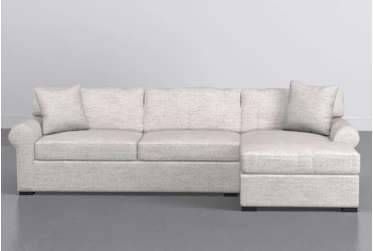 Elm II Foam 93" Pearl Sofa With Reversible Chaise & Storage Ottoman