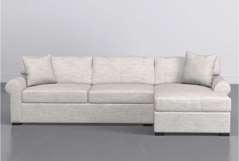 Elm II Foam 93" Pearl Sofa With Reversible Chaise & Storage Ottoman - 360